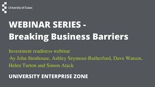 UEZ Breaking Business Barriers: Enterprise Europe Network on Investment Readiness (23/07/20)