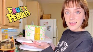 baking a fruity pebbles cake to celebrate a million subs (thx)