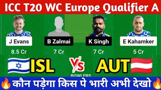 ISL vs AUT Dream11 Prediction | ISL vs AUT Dream11 Team | israel vs austria today 1st t20i match |