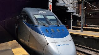 Amtrak Acela Departs South Station with a horn show!