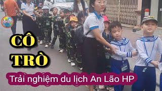 Các cô các cháu học sinh mẫu giáo đi trải nghiệm tại khu du lịch  An Lão HP.