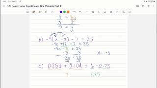 3 1 Basic Linear Equations in One Variable Part 4