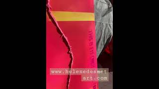 Abstract Minimal Art - fluorescent art - red orange pink painting - www.helenedesmetart.com