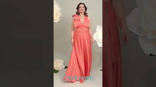 Vestido de Festa Plus Size com Laço em Crepe Acetinado.