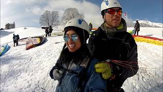 Parapendio decollo biposto su neve.