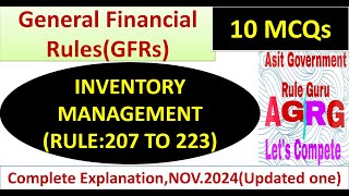 INVENTORY MANAGEMENT: GFRs(10 MCQs)