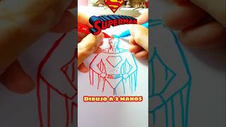 Dibujo a SUPERMAN a 2 manos. #videoshorts #drawing #art #superman #christopherreeve #1978 #shorts