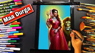 Maa Durga Outline Drawing || Durga Mata ki Painting - Beginners #durga