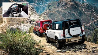 GTA 5 - G63 AMG & Defender 110 OFFROAD (4x4) - Steering Wheel Gameplay [4K]