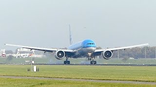 KLM Boeing 777-200 landing at Amsterdam Schiphol