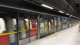 Jubilee Line train leaving North Greenwich