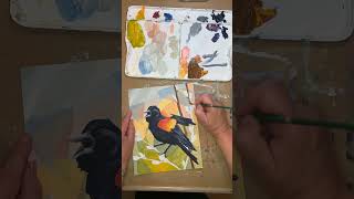 Painting a Red Winged Blackbird as Part of my 100 Day Project