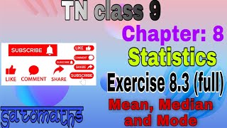 TN class 9| Chapter:8|Statistics| Exercise:8.3(full) |Saromaths |Explained  in Tamil