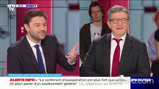 Résumé ... Jean-Luc Mélenchon, en forme olympique dans l’émission BFM Politique - 22 décembre 2019