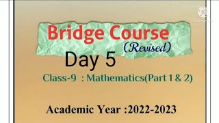 Class 9 | Bridge course | Day 5 | Subject Maths  | सेतू  अभ्यासक्रम इयत्ता नववी  | दिवस पाचवा