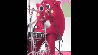 Unleashing the Beast: Pink Fluffy Monster Shreds on the Drums