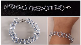 Pulseira elos de canutilhos e pérolas - Fácil