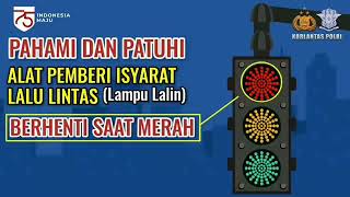 Jangan trobos, jangan arogan. tertib di lampu lalu lintas, pahami arti warna lampunya, Merah = Berhe