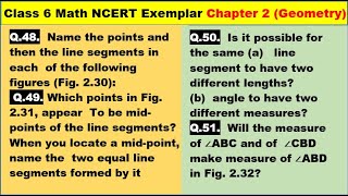 Class 6 Math Ch-2 Q 48 to Q 51 Math NCERT Exemplar Solution|MATH|NCERT|Geometry|CBSE|Chapter 2|NCERT