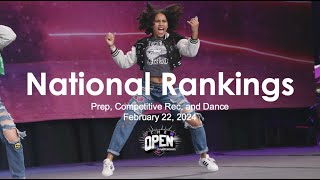 February 22, 2024 - National Rankings for Prep, Competitive Rec, and Dance Divisions