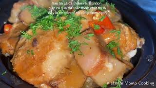 VietNam Mama Cooking - cá trắm đen kho riềng black carp braised with galangal