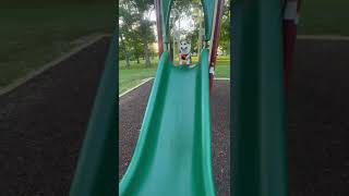 Augi the #Corgi showing his way of sliding down the #slide