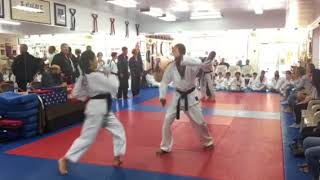 Taekwondo sparing demo at test