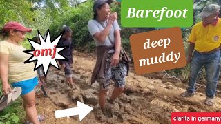 Barefoot deep mud walk challenge.  First time doing this for many years.