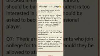 "Why Boys👦 Fail In College" easy questions answers part 3