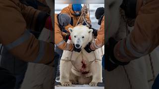 Heart Stopping Rescue! Pregnant Polar Bear Trapped in Plastic and Ropes #shorts