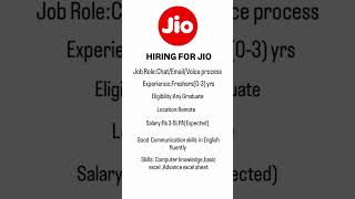 JIO/hiring for chat email process/voice process/Location:Remote🔥