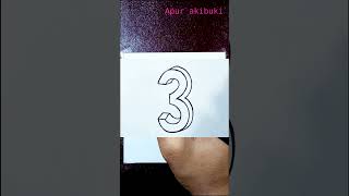 How to draw 3d number '3' | Easy 3d number drawing |#shorts