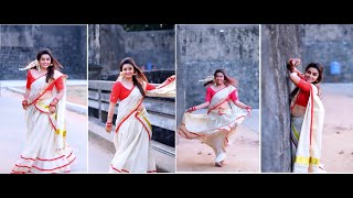 Young Hot Malayalam Actress Moksha's latest hot white half saree photo shoot