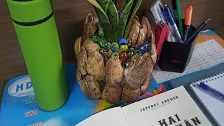 Làm chậu hoa từ chai nhựa và vỏ sò - Make flower pot from plastic bottle & shells | HNAG79 #39