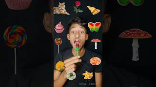 Emoji Food Eating Challenge 😋||Butterfly,🦋Rose,🌹,🍭,🧁,🍬,🐆,🍄🧀 || #shorts #asmr #food #mukbang