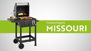 BBQ Holzkohlegrill Missouri - Grillwagen mit emailliertem Grillrost