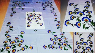 Fabric Painting// Fabric Painting on bedsheet design// Fabric Pillow cover ...