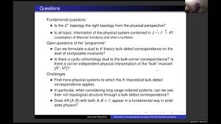 Johannes Kellendonk - Discussion: Bulk-defect correspondence principle in the KK-theoretic framework