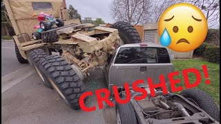 Military 5 Ton Truck Crushes a Chevy S10 M931A1