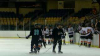 EPHL Hockey:  Jersey Rockhoppers vs. Hudson Valley - Goalie Tussle - ROB LEMELIN  - 1/17/09