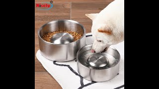 Durable Stainless Steel Metal Double wall Slow Feeder Dog Bowl Eating Healthy Fit Small Medium Large