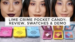 Lime Crime Pocket Candy Palettes - Review, Swatches & Demo / Sugar Plum, Pink Lemonade & Bubblegum