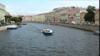 Russia St. Petersburg Fontanka river ships summer tourism