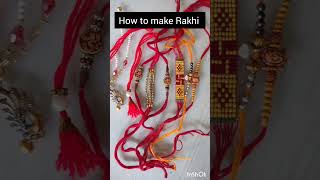 how to make Rakhi/ creative idea/ home made/ easy to make/ Raksha Bandhan/Wool pearl  thread राखी