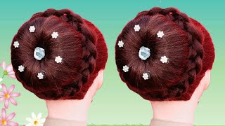 Beautiful hair bun | hairstyle for medium and  long hair | jura hairstyle |bridal  bun | hair bun |