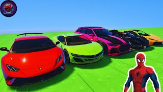 SPIDER-MAN’S SUPER CAR RACE: MEGA RAMP CRAZINESS! 🌈🚗 | GTA V