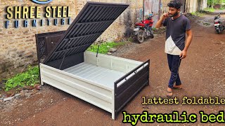 Latest Foldable bed | fully powder coated hydraulic metal box bed  #foldingbed #viral #kingsizebed