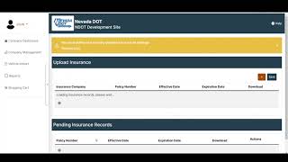 Nevada DOT Overdimensional Permitting System - Insurance Records