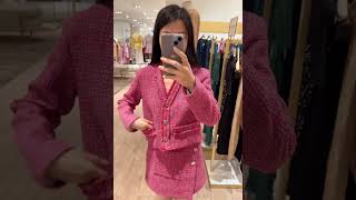 maje 2023 new collection pink tweed blazer and skirt set. #clothes #fashion #beautifulclothes #maje