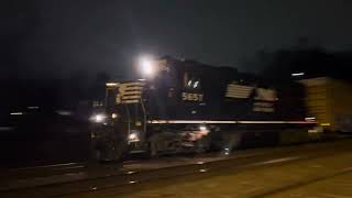 NS 5657 GP38-2 leads CR MA01 with a friendly crew & A CSX GP40-2 on the end through Piscataway!